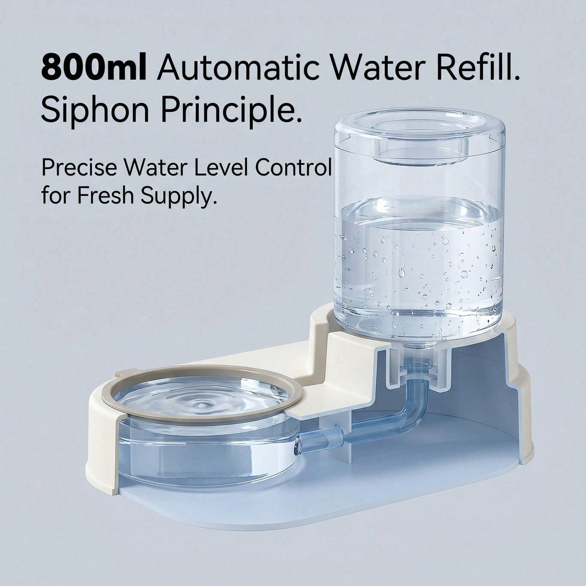 Diagram illustrating how the water reservoir refills the drinking bowl