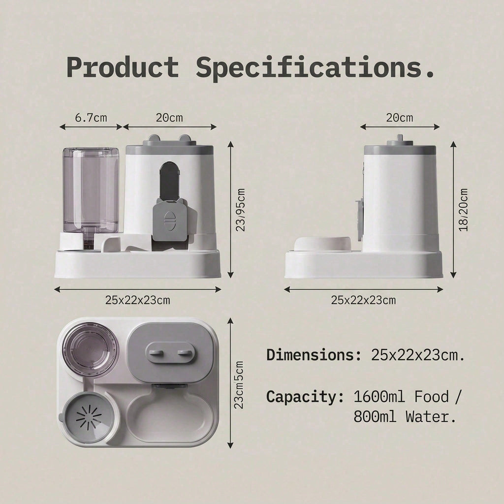 Supplier diagram showing feeding station dimensions and reservoir capacities