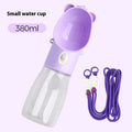 Purple 380 ml Pawly Go dog water bottle with carry strap