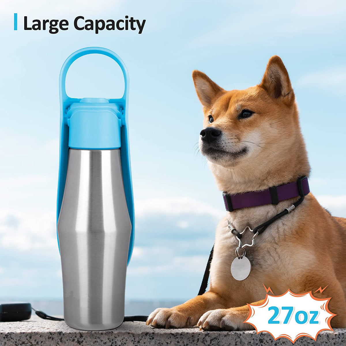 Pawly TrailSip 750 mL Stainless Steel Dog Water Bottle – product image 1