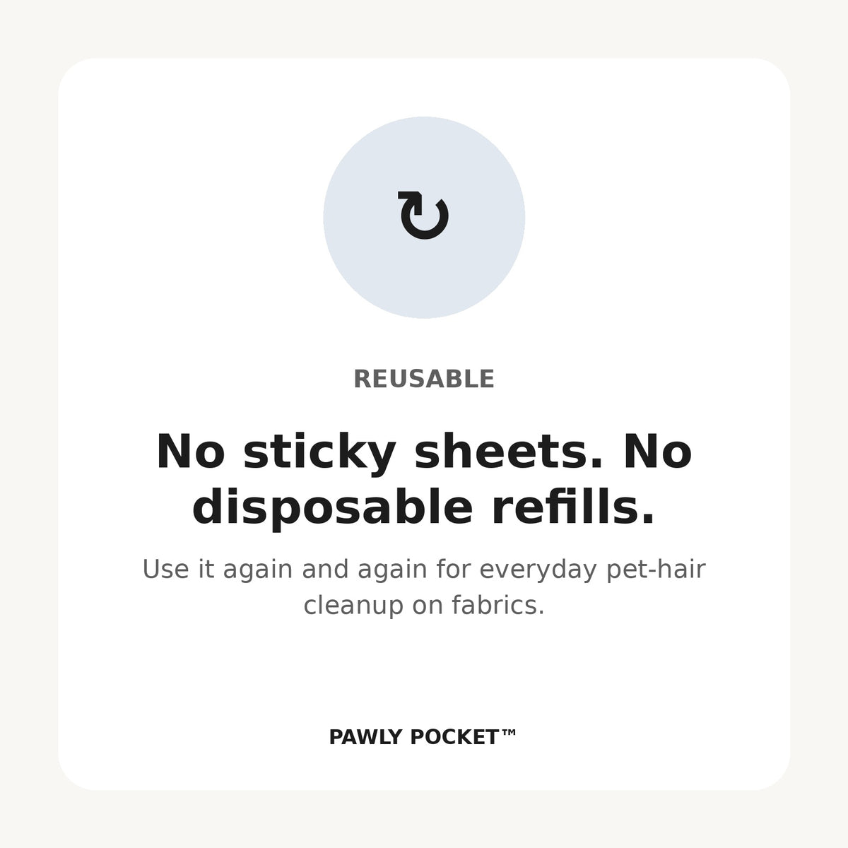 Reusable pet hair remover benefit card